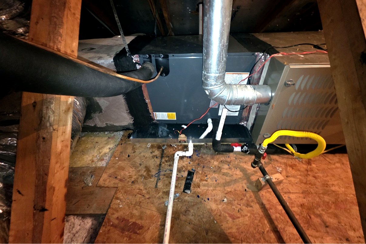 Attic air handler installation by Top Texas Choice in Houston
